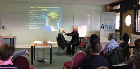 Above: Tony Burgess demonstrating Havening Techniques at UK training event